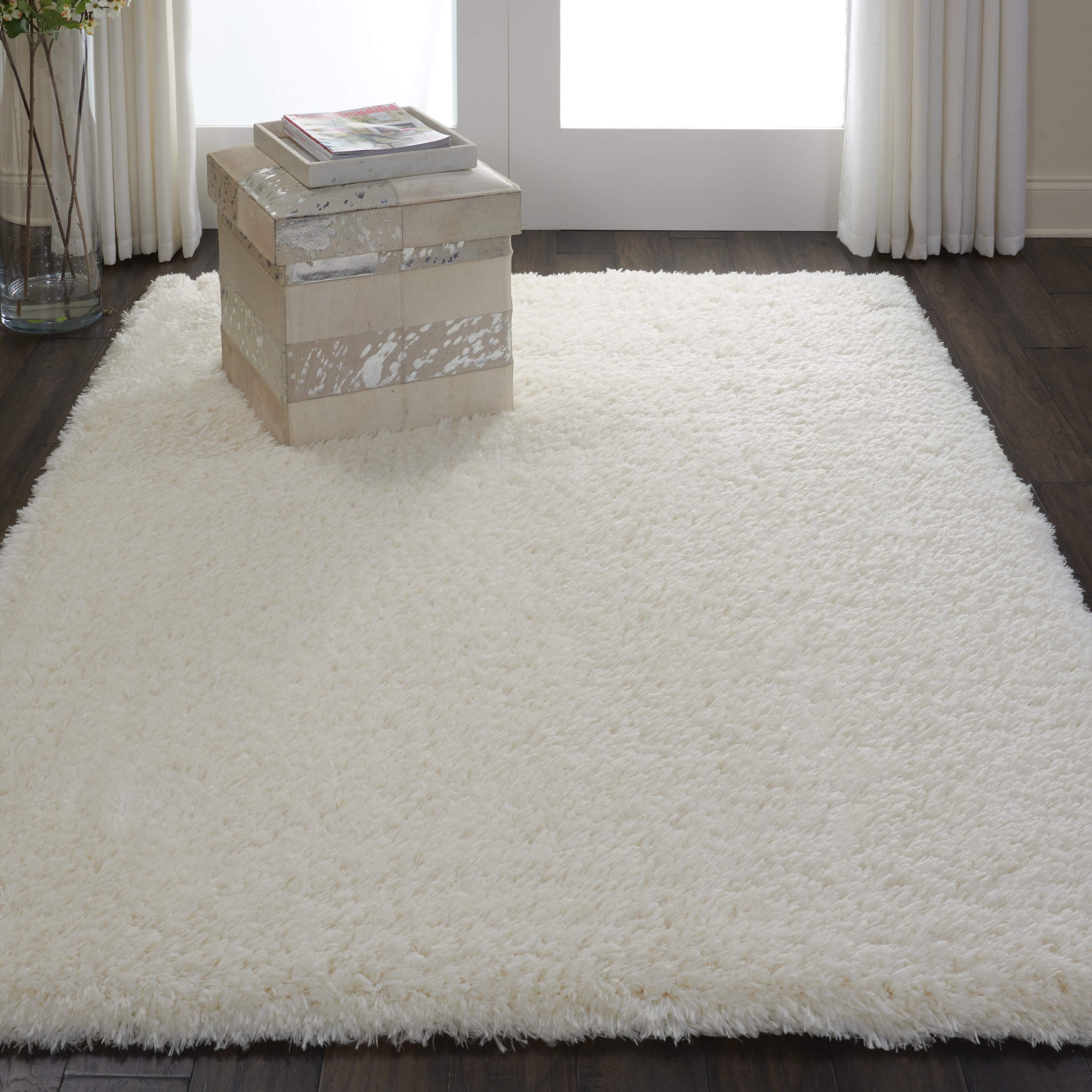 Nourison Ultra Plush Shag Flokati Solid Ivory Area Rug