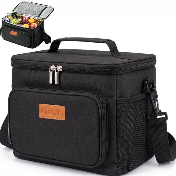 Mitzzllc Lunch Box for Men,Insulated,Waterproof,Leak-Proof,Adjustable Strap,Black