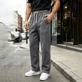 thumbnail image 2 of Men's Heavyweight Fleece Sweatpants Solid Color Thick Straight Leg Pants Loose Casual Breathable Sweatpants with Pockets, 2 of 7