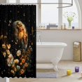 thumbnail image 3 of Manfei Bohemian Cosmic Planet Shower Curtain 72Wx78L,Boho Butterfly Floral Bath Curtain,Black Cream, 3 of 5