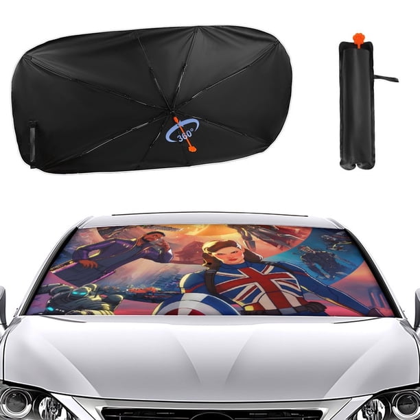 ¿Qué Pasaría Si...? Sombrilla Solar para Auto - Protector de Parabrisas Plegable | Cortina Solar Delantero | Bloqueo UV y Aislamiento de Calor 133x73cm