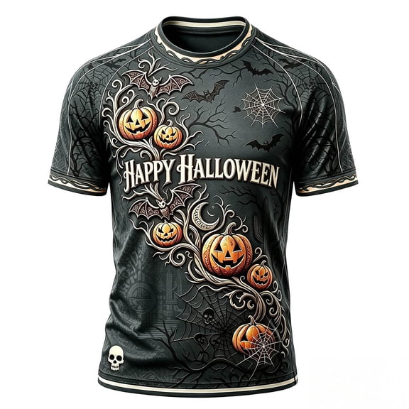 Men's Halloween Shirts Pumpkin Spooky Ghost Print Short Sleeve Tops Lightweight Crewneck Muscle T-Shirt Fall Halloween Costumes,Gray,3XL