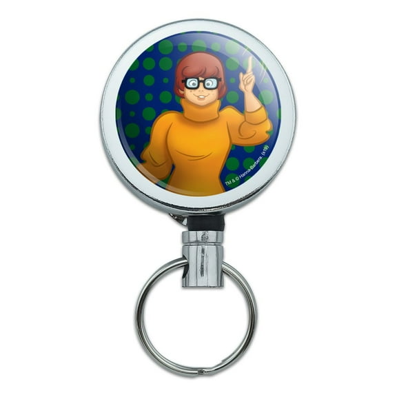 Scooby Doo Velma Character Heavy Duty Metal Retractable Reel ID Badge Key Card Tag Holder with Belt Clip