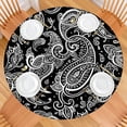 thumbnail image 2 of Elastic Edge Boho Chic Tablecloth with Floral Pattern - Vibrant Round Table Cover for Kitchen - Fits 52 to 56 Inch, 2 of 7