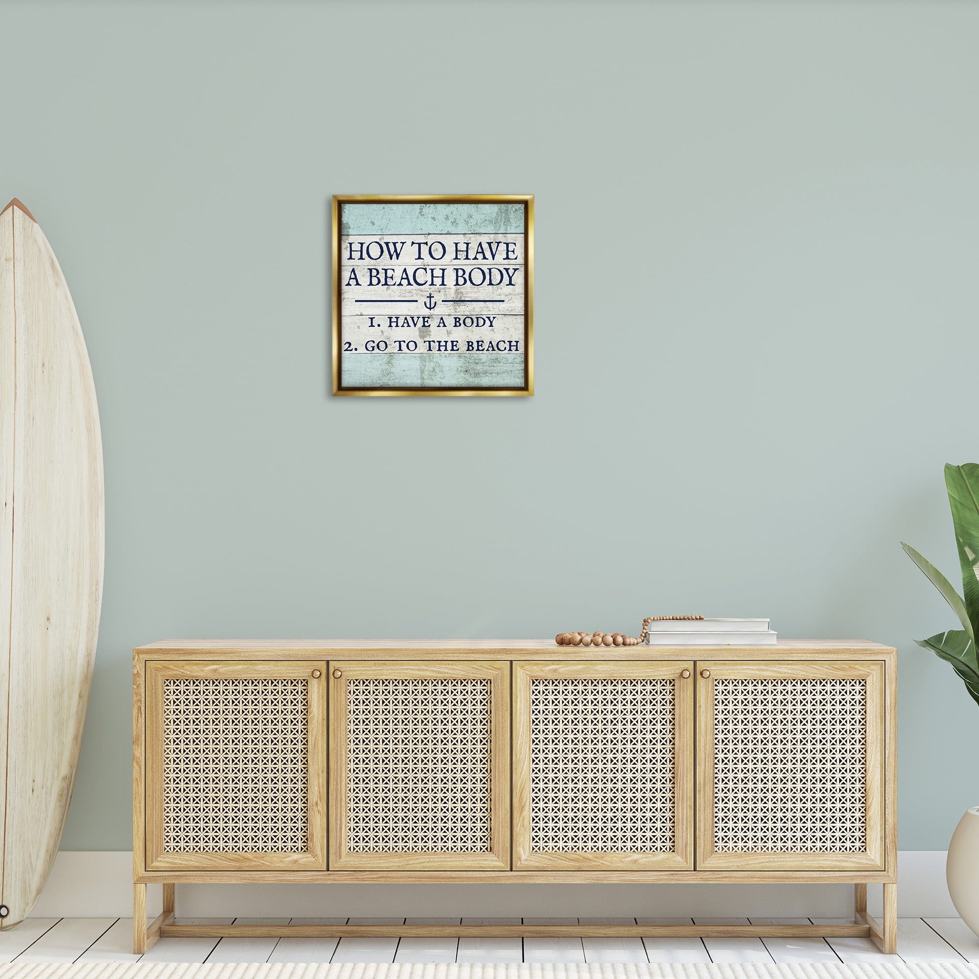 Stupell Industries Sassy Beach Body Steps Typography Painting Gold Floater Framed Canvas Art Print Wall Art, 25 x 25
