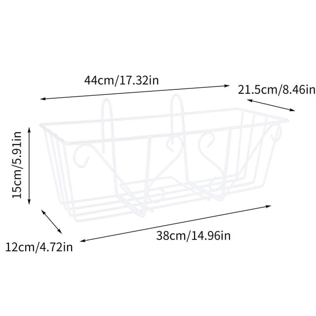 Balcony Patio Railing Shelf Plant Pots Holder Iron Hanging Shelf Basket With Hooks