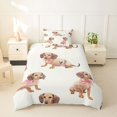 thumbnail image 2 of Homewish Cute Pink Bow Dachshund Twin Duvet Cover,Cartoon Animals Twin Bedding,Cream,Pink Reversible,2-Piece,1 Duvet Cover and 1 Pillowcase, 2 of 6