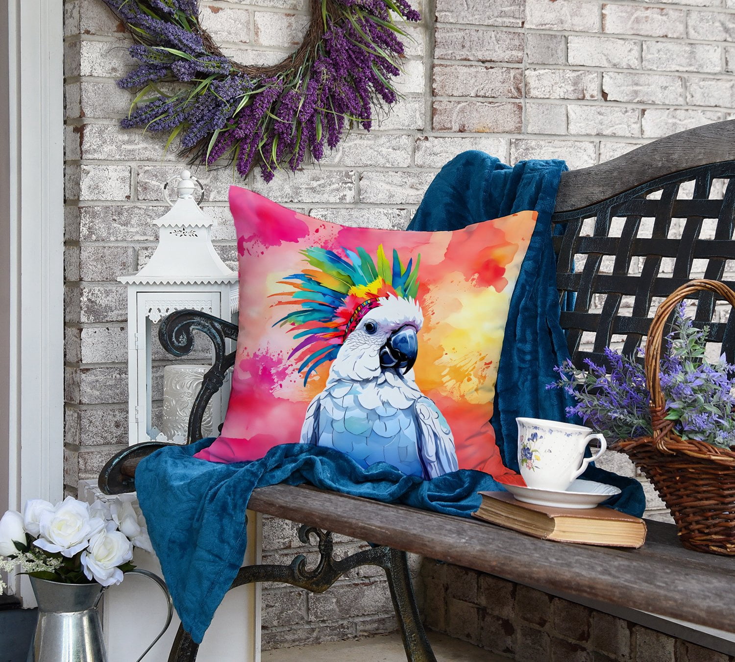Carolines Treasures DAC3972PW1818 18 x 18 in. Unisex Hippie Animal Cockatoo Polyester Fabric Throw Pillow