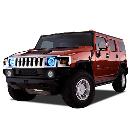 Color Change RGB 7" LED Halo Headlights Angle Eyes H4 for Hummer H1 H2 H3 Truck 
