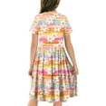 thumbnail image 4 of QingYiHua 4-14 Years Girls Summer Dresses Short Sleeve Casual Dress Kids Cute Fashion Print A Line Dress Big Girls Flowy Beach Sundress 2025&nbsp;Clearance, 4 of 5