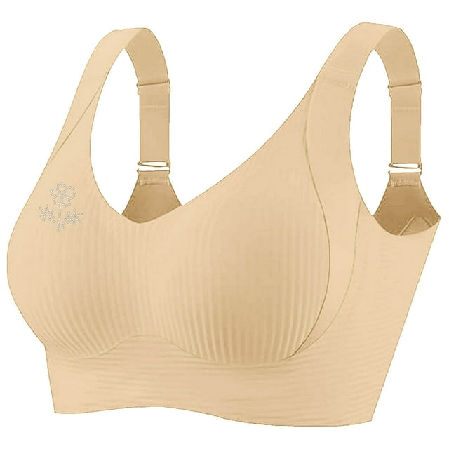 Women's Adjustable Ribbed Bra - Wireless Seamless Bralette | Lightweight Full Coverage with Wide Straps for Large Bust Support