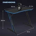 thumbnail image 3 of PayLessHere 39" Gaming Table Blue Z-Shaped Computer Desk, Steel Frame, Headphone Hook, Adjustable Feet Carbon Fiber Texture Surface, 3 of 7