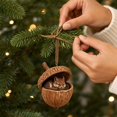 thumbnail image 4 of Christmas Acorn Shaped Animal Ornament 2D Hanging Pendant Woodland Tree Decor Random Cord Design B, 4 of 5