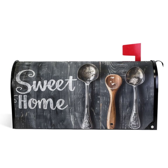 Ryvnso Mailbox Cover Retro Sweet Home on Wood Magnetic Mailbox Wrap Standard Size 21x18 Inch