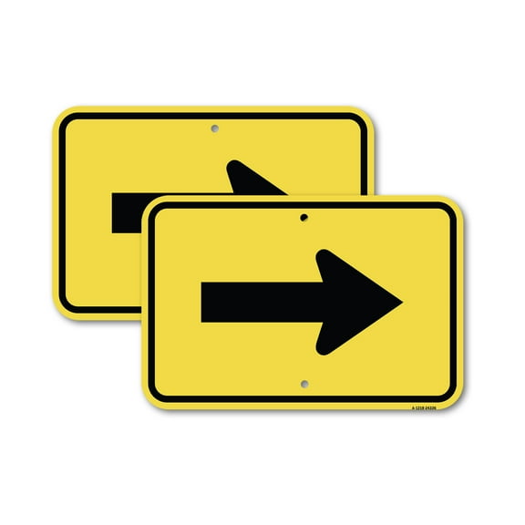 (2 Pack) Arrow (Left or Right) | 18" X 24" Heavy-Gauge Aluminum Sign | Rust Free Aluminum, Weather Resistant, Waterproof, Fade Resistant, 2 Pre-drilled Holes