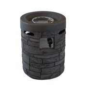 32000 BTU CSA Certified 20" Diameter Round Outdoor Gas Fire Pit 2.5kg Lava Rock and Rain Cover Magnesia Cultured Stone