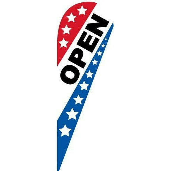 1 one OPEN red/wh/bl 10.5' TEARDROP BLADE FLAG BANNER