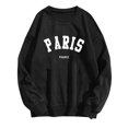 thumbnail image 3 of SMihono Stylish Paris Letter Print Sweatshirt for Women Oversized Trendy Comfy Crewneck Sweatshirts Casual Graphic Pullover Tops Unisex Black 4, 3 of 4