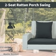 thumbnail image 6 of 2 Person Wicker Hanging Porch Swing with Chains and 2 Soft Cushion Pillow,Front Porch Swing Outdoor Chair,Rattan Swing Bench for Deck, Backyard,Garden, 6 of 8