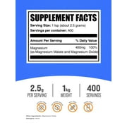 BulkSupplements Magnesium Malate Powder, 2.5g Per Serving - 1 Kilogram (2.2 lbs) - 400 Servings