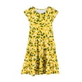 thumbnail image 5 of Bainana Summer Dresses For Girls Teen Tie Dye Floral Print Ruffled Sleeve Crew Neck Dress Breathable Casual Little Girls Holiday Party Street Wear Yellow Size 12-13 Years, 5 of 5