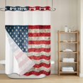 thumbnail image 6 of No Hook Shower Curtain with Snap in Liner, Independence Day Mottled USA Flag Waterproof Fabric Bathroom Curtain Mesh Top Window, Retro Patriotic Star Stripe Shower Curtains 48x72in, 6 of 9