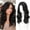 Black, variant on Ombre Brown Wigs for Women 18 Inch Middle Part Medium Length Short Curly Wavy Wigs, Synthetic Hair Womens Wigs for Daily Party/Halloween Use(18inch,Ombre Brown)