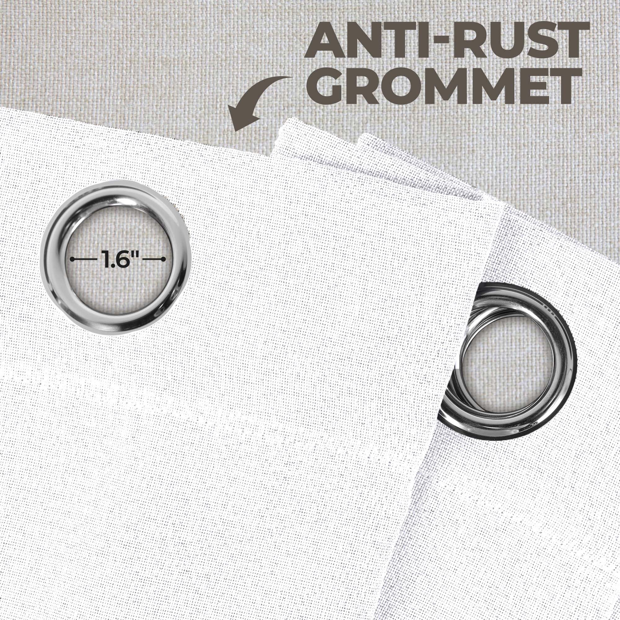 Superior Linen Blackout Curtains Set of 2, Grommet Header Curtain Panel Pair, Snow White, 42"W x 63"L