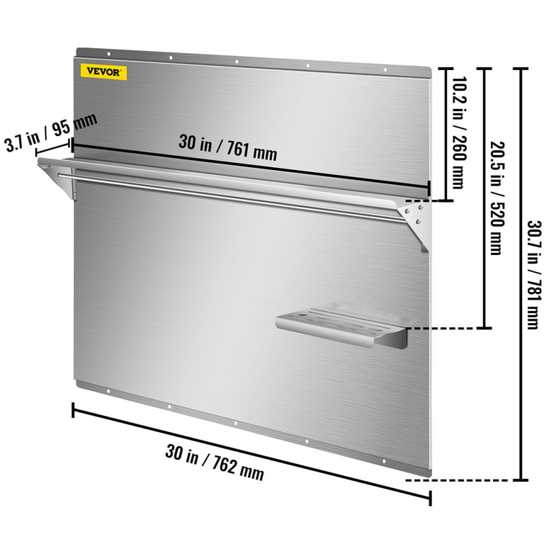 36x 29.5 Inch/ 30 x 30.7 Inch Range Backsplash with Shelf Range Hood Wall  Shield