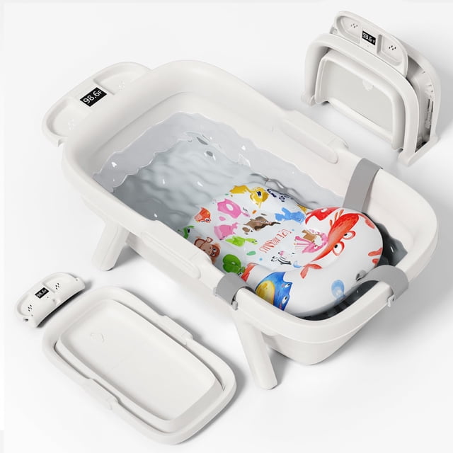 Bañera Plegable para Bebé EverKiddo con Termómetro y Cojín