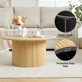 thumbnail image 6 of YOCWO 31.5" Small Round Coffee Table for Small Apartment Living Room, Modern Natural Coffee Table with Fluted Drum, 6 of 7
