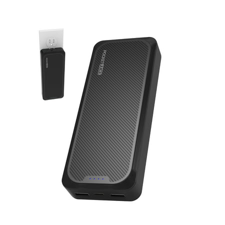 Pocket Juice Endurance AC 20,000mAh, Portable Power Bank Charger with Built-in Wall Plug