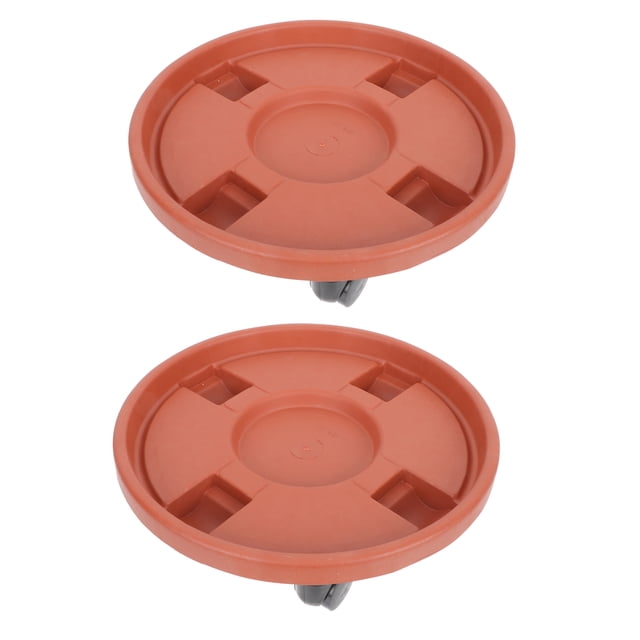 Plateau de Pot de Fleurs Mobile Marron avec Roues Universelles pour Usage Domestique Adapté pour Balcon et Jardin 2 Pcs