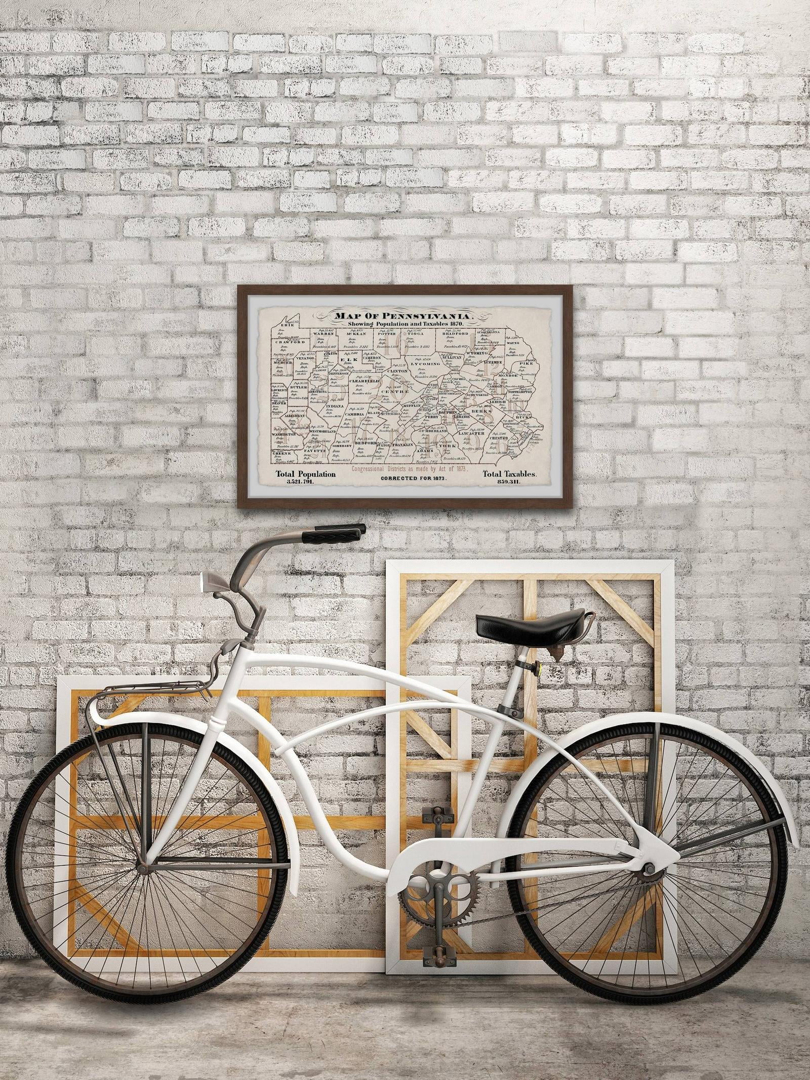Marmont Hill Pennsylvania Outline Framed Wall Art, 12" x 18"