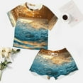 thumbnail image 4 of Water Splash Ripple 2 Pack Women’s Pajama Set Print Sleepwear And Shorts Y2k Loungewear Sets S-5XL, 4 of 7