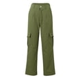 thumbnail image 5 of Gvdentm Women High Waisted Cargo Pants Baggy Wide Leg Casual Pants 4 Pockets Combat Military Trousers Green,L, 5 of 5
