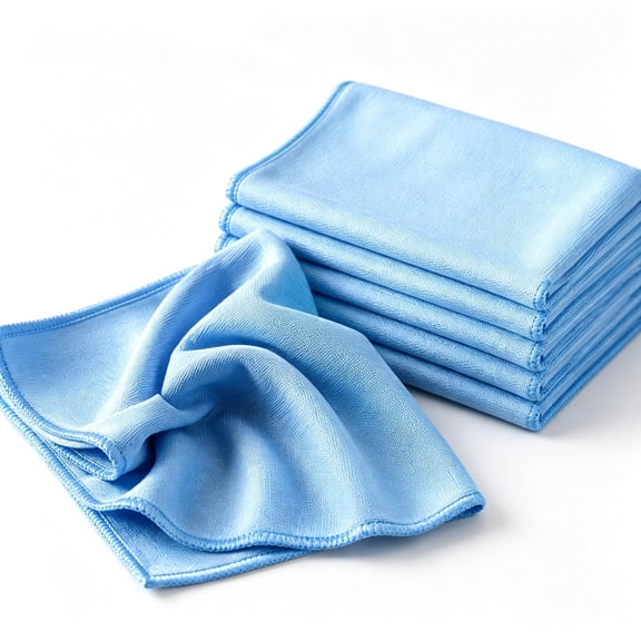 Tutuviw Microfiber Glass Cleaning Cloths 12*16 inches Microfiber Cloth Streak Free Lint Free Quickly Clean Windows, Windshields, Mirrors, and Stainless Steel- 5 Pack(Blue)