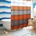 thumbnail image 5 of No Hook Shower Curtain with Built-in Rings - Farmhouse Rustic Wood Texture Washable Waterproof Fabric Bathroom Curtains for Hotel,Rentals, 60 X 72 Inch Long , Burnt Orange Grey, 5 of 9