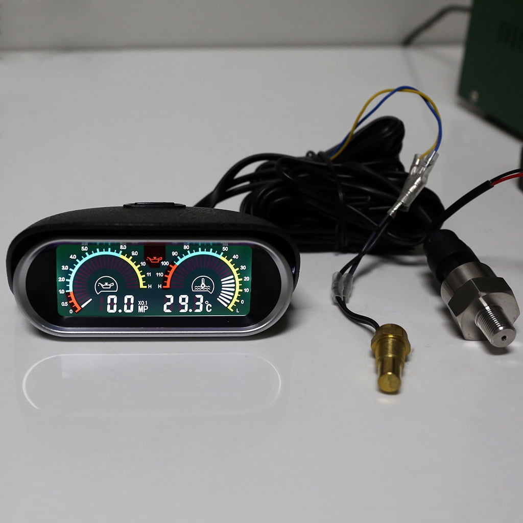 lanema Universal 3 in 1 Digital Truck Car gauge Water Temp Gauge Oil Pressure Meter Voltmeter 10mm 1/8 NPT Oil Press Sensor 12V