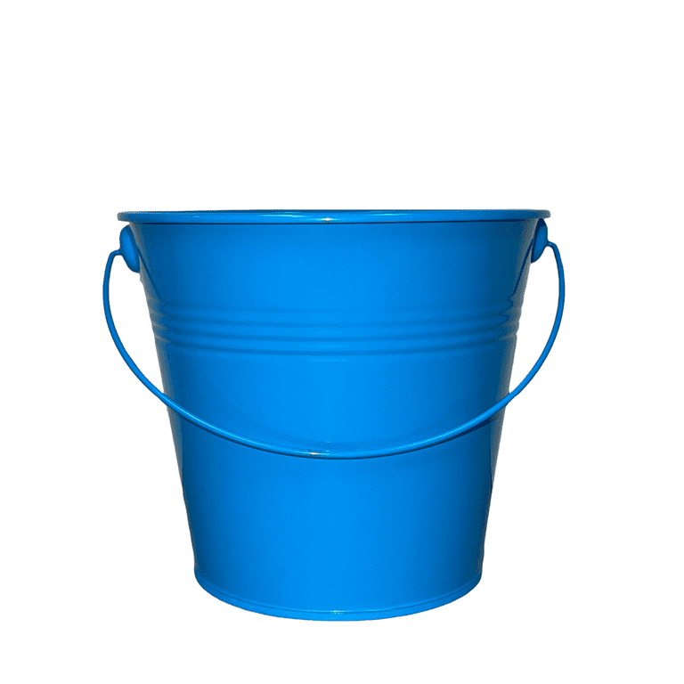 Colored Mini Metal Buckets - 3-Pack Colorful Tin Pails with Handles, Small-Sized for The Beach, Party Favors, Easter, Candy, or Garden; 5.25 inchx3.75