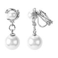 thumbnail image 2 of YYKihy Cultured Pearl Earrings And Ear Clips For Women Silver Dangle Earring With Zirconia, 2 of 2