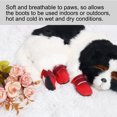 thumbnail image 4 of Zapatos para perros resistentes al agua, botas para mascotas, cómodos, antideslizantes, protectores de patas, rojos, 4 piezas, S, 4 of 7
