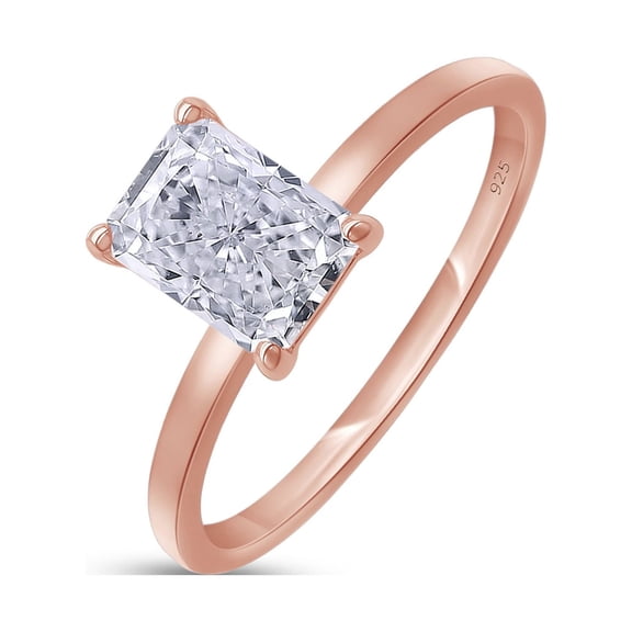AFFY 1CT Moissanite Diamond Solitaire Engagement Ring For Women in 14K Rose Gold over Silver-8