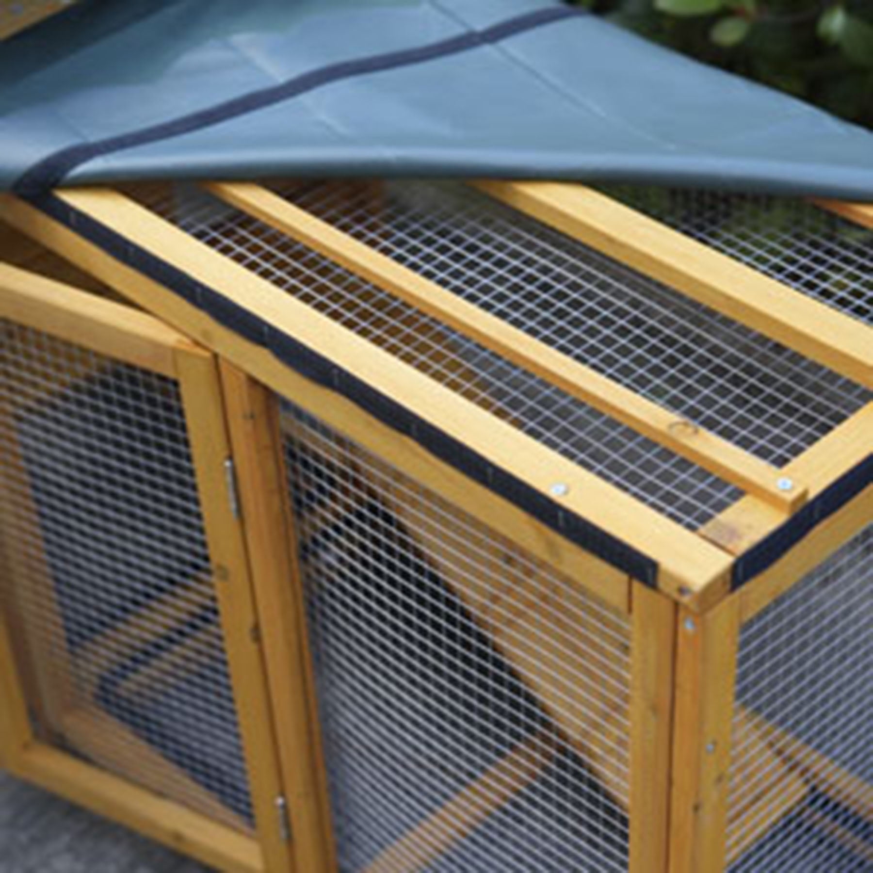 S-HOME 82 Inch Double Layer Dark Yellow Wooden Rabbit Cage, Easy Clean Pull-Out Tray, Weatherproof Design For Small Animals