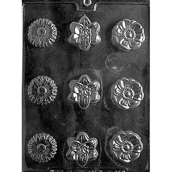Grandmama's Goodies F095 Flower Asst Soap Bar Chocolate Candy Soap Mold with Exclusive Molding Instructions