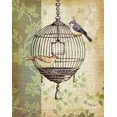 thumbnail image 3 of Gango Home Decor Botanical Birdcage Floral Collage Bird Wall Art; Two Green 16x20in Hand-Stretched Canvases, 3 of 6