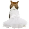 thumbnail image 1 of QBLEEV Tutu Skirt for Small Medium Girl Dogs ，Sweet Dog White Princess Dresses with Bowknot and Rose Decor,Lace Costume Summer Apparel Formal Clothes for Wedding Party Holiday (Small), 1 of 7