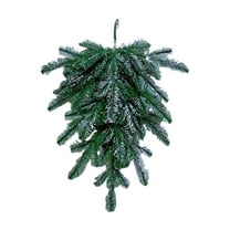 Artificial Christmas Teardrop Swag, Faux Norfolk Pine Teardrop Door Swag, Real Touch Greenery Pine Wreath Staircase Swags for Xmas Holiday Door Mantle Fireplace Decor Indoor Outdoor, 1 Pcs