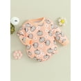 thumbnail image 4 of Baby Girls Casual Crewneck Romper 3M 6M 9M 12M Long Sleeve Floral Pumpkin Print Halloween Clothes, 4 of 8