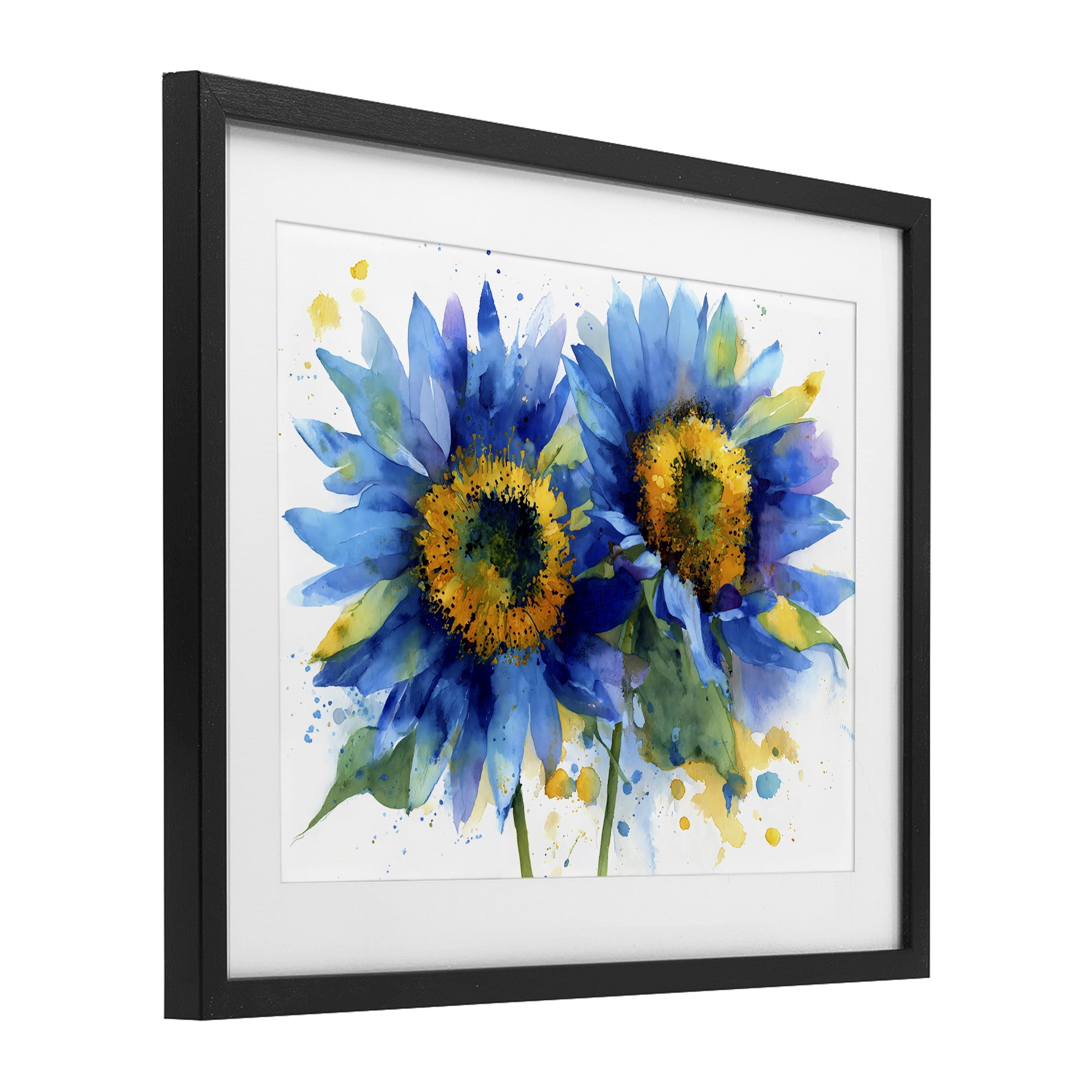 Stupell Industries Blue Sunflowers Bouquet Black Framed Print Under Glass, design by Franklyn Gregory